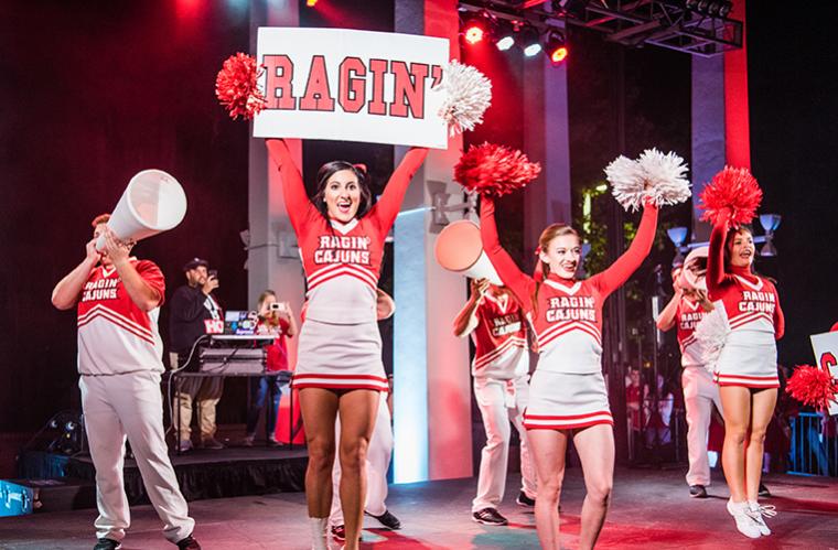 Louisiana Ragin' Cajuns cheerleaders at Ragin' Roar